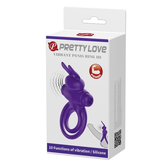 Ерекційне кільце PRETTY LOVE Penis Ring з подвійним кільцем, фіолетове Sex Aura | Зображення 3