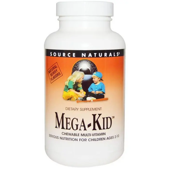 Вітаміни та мінерали для дітей, Mega-Kid, Source Naturals, смак ягід, 30 жувальних таблеток