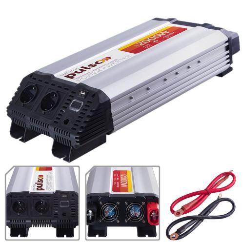 Перетворювач напруги PULSO/IMU-2020/12V-220V/2000W/USB-5VDC2.0A/мод.хвиля/клеми | Зображення 3