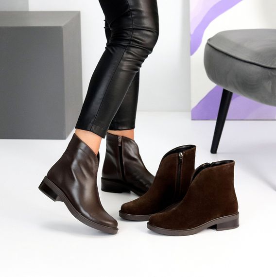 Шикарні черевики натуральна шкіра колір Шоколад стильний мінімалізм | Зображення 7