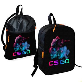 Школьный рюкзак детский Counter-Strike + Сумка для обуви спортивной формы рюкзак-мешок  для мальчика (01694)