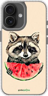 Чохол на iPhone 16 Єнотик з кавуном "4605pc-3709-2448"