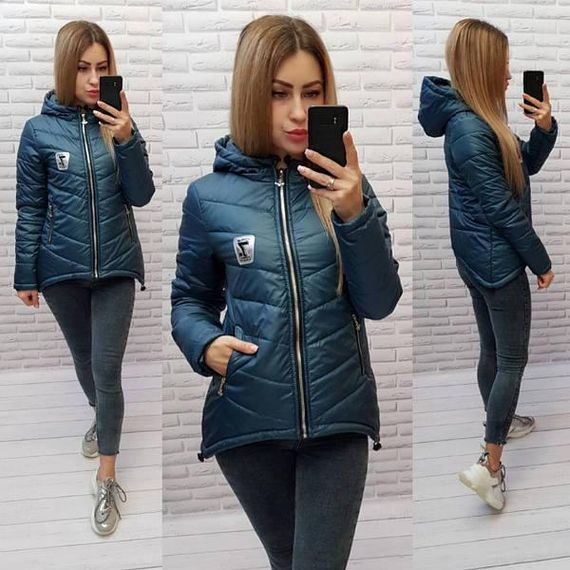 Жіноча демісезонна куртка з емблемою, арт.210/7, аква | Зображення 2