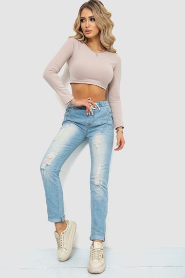 Джинсы женские на резинке  -уценка, цвет голубой, 244R5006-U-1 | Зображення 1