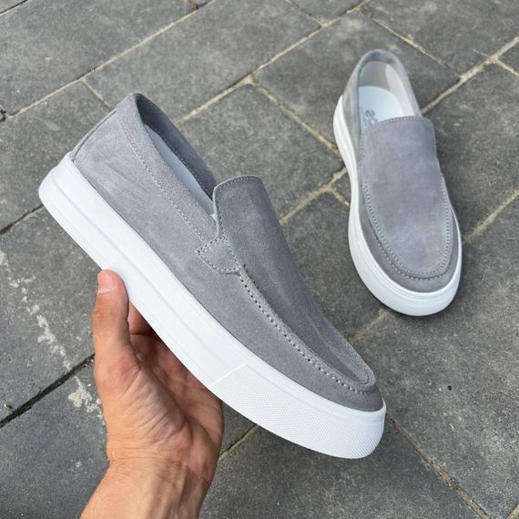 Мужские серые лоферы из натуральной замши 40 размер | Зображення 4