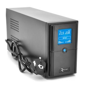 ДБЖ Ritar E-RTM500 (300W) ELF-D, LCD, AVR, 2st, 2xSCHUKO socket, 1x12V7Ah, metal Case. Q4 (370*130*210) 4.8 кг (310*85*140)