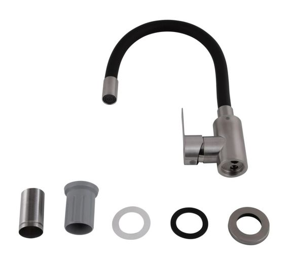 Змішувач для кухні Brinex Pure 015F3 з гнучким виливом Nickel/Black BRIPUR015F3NKB | Зображення 2