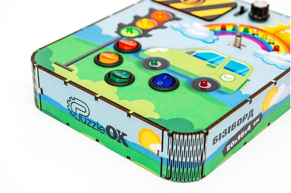 Бізіборд Puz-01023 "Світлофор"на батарейках, світло р. 20х16х4 см PuzzleOk | Зображення 1