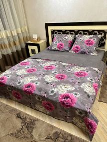 Комплект постельного белья Soft евро 200х220 см цветы Пионы