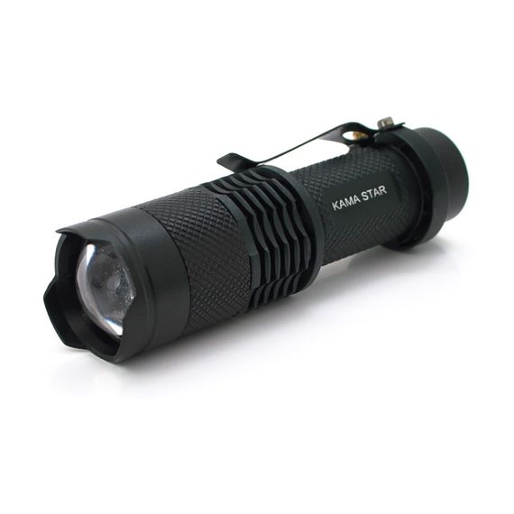 Фонарь ручной KAMASTAR KM-82.1LED CREE Q5.3W, 3 режима, ZOOM, АА/1300mah, Black