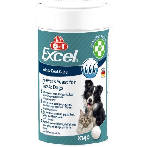 Вітаміни 8in1 Excel Brewers Yeast для собак і кішок, пивні дріжджі з часником, для шкіри та шерсті 140 шт. | Зображення 2