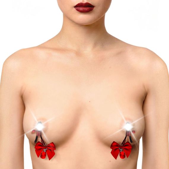 Затискачі для сосків з регулюванням Art of Sex - Flirty Bow, колір червоний Sex Aura | Зображення 1