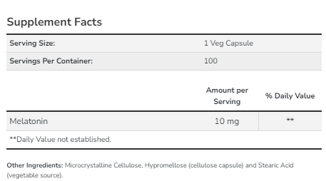 Melatonin 10 mg - 100 vcaps | Зображення 1