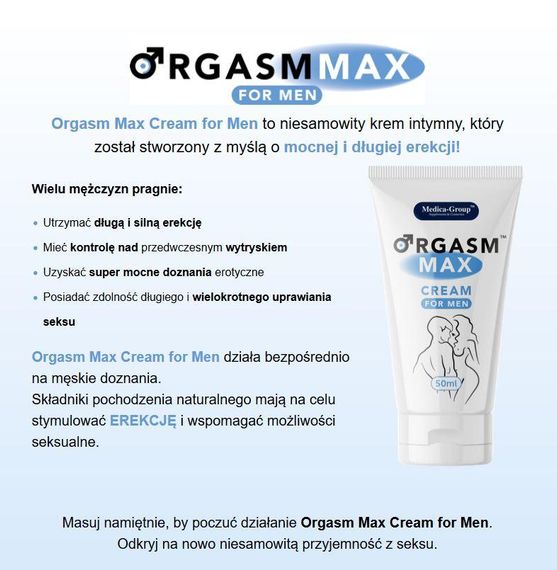 Крем для чоловіків Orgasm Max cream for men 50 ml Sex Aura | Зображення 1