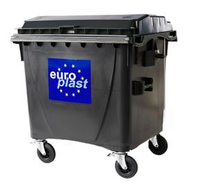 Сміттєвий бак пластиковий чорний 1100 літрів