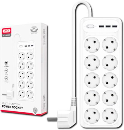 Подовжувач мережі 10 розеток/3USB/3,1A XO WL07 білий (MAW-44066_941) | Зображення 1