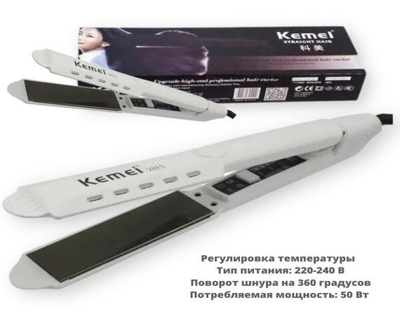 Незаменимый выпрямитель для волос с керамическим покрытием Kemei ZGQ-KM 289S Белый (289S_384) | Зображення 1