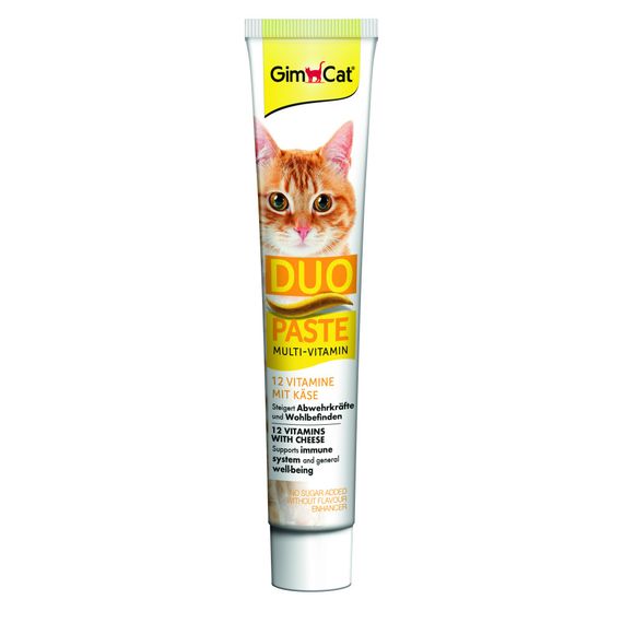 Паста GimCat DUO PASTE Multi-vitamin 12 vitamins with cheese для котів усіх порід 12 вітамінів та сир 50г | Зображення 1