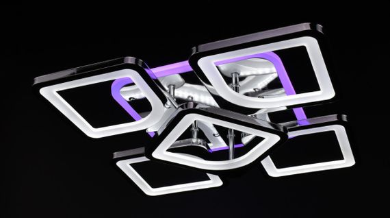 Люстра світлодіодна стельова LED світильник для квартири на стелю лед з пультом 26113 Хром 11х40х40 см. | Зображення 8