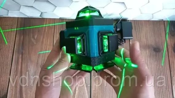 Лазерний 4D 16-лінійний зелений нівелір 24V 5Ah, самовирівнюється рівень для вимірювання перетину 16 променів на 360 в кейсі | Зображення 3