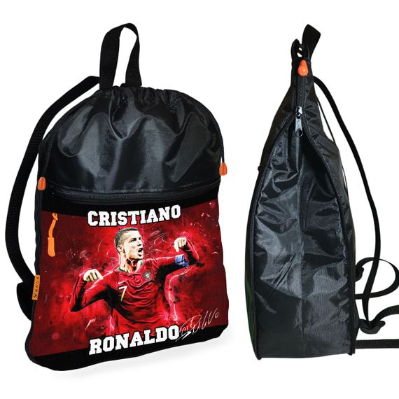 Рюкзак-мішок для взуття, спортивної форми Кріштіану Роналду дитяча сумка для змінки з розширювачем (01394)