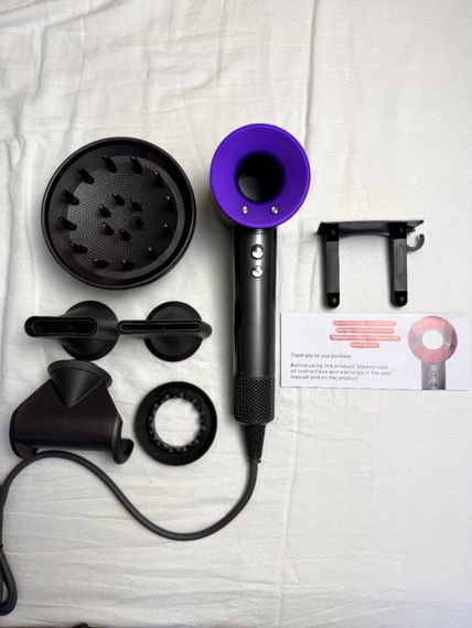 Фен Super Hair Dryer фіолетовий з іонізацією та турборежимом 5 насадок