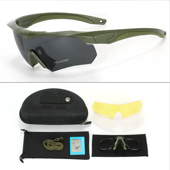 Тактичні захисні окуляри Crossbow Polarized із трьома змінними лінзами Олива | Зображення 1