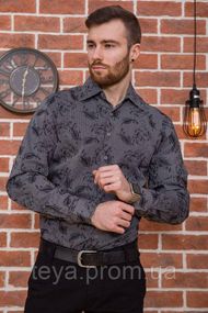 Сорочка чоловіча колір чорно-сірий розмір M FA_003782