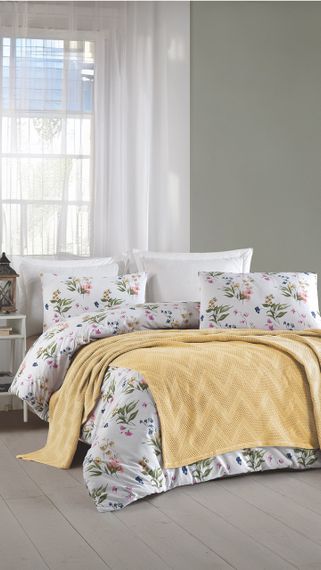 Постельное белье с пледом Saheser Ranforce Zig Zag 200 х 220 см Sari