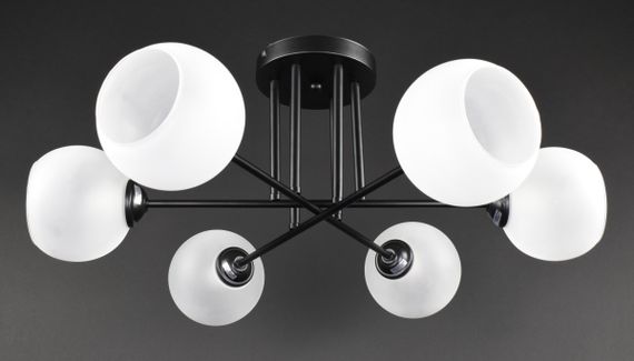 Люстра стельова на 6 лампочок 27418 Чорний 25х59х59 см. | Зображення 2