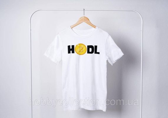 Футболка чоловіча із принтом "HODL" біла | Зображення 1