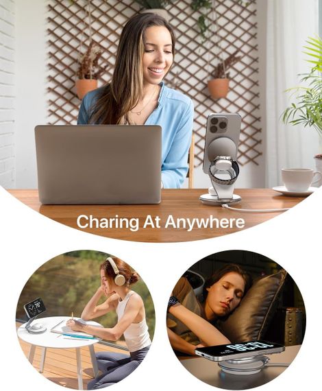 Зарядний пристрій для Apple EXW магнітний бездротовий, з адаптером 30 Вт (білий) | Зображення 2