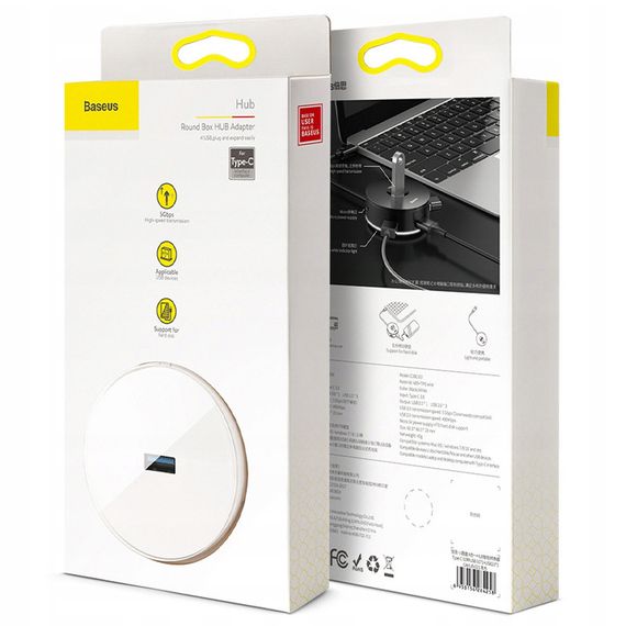 Перехідник HUB Baseus Round Box Type-C to USB 3.0 + 3USB 2.0 (CAHUB-G) Білий | Зображення 3