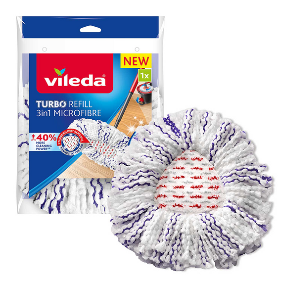 Змінна насадка для швабри Vileda Turbo 3в1 Microfibre 167749, мікрофібра