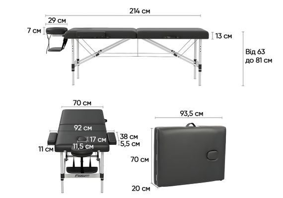 Масажний стіл EasyFit ZenRest-2 кушетка складана Чорна в чохлі (EF-2216-70) | Зображення 6