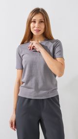 Футболка трикотажна однотонна жіноча GENUA G01137-0008 XL Сірий shop (2000999387494)