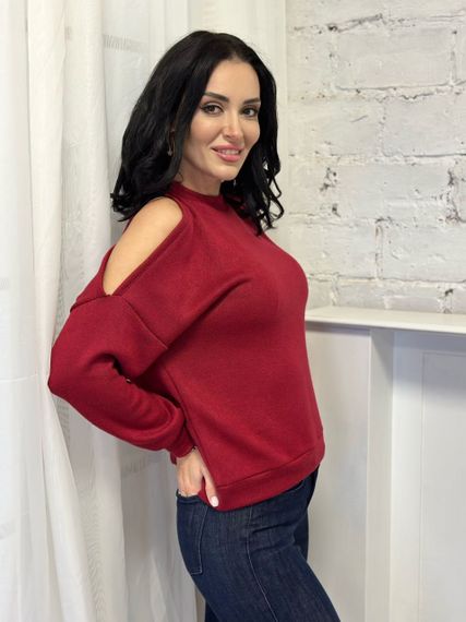 Женская красивая ангоровая кофта с открытыми плечами GF04169 цвет красный, размер 50/52 | Зображення 2