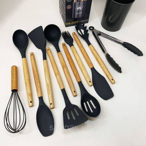 Силиконовый кухонный набор поварешек, Набор поварской, Комплект кухонных принадлежностей для кухни XA-94 | Зображення 6
