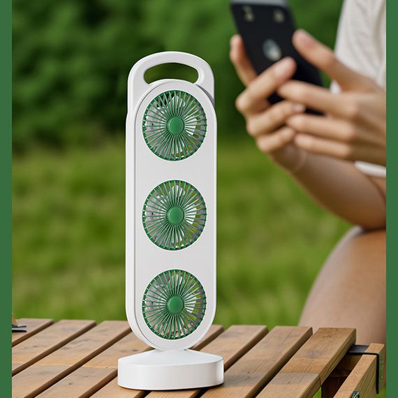 Настільний вентилятор Three Head Fan 1200 mAh Green | Зображення 7