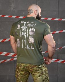 Тактична волога відвідна футболка SABUR скелет олива НП5205