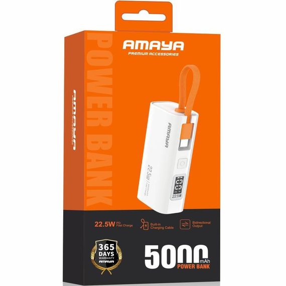 Портативное ЗУ Power Bank Amaya FD39 22.5W with display and cable 5000 mAh White | Зображення 1