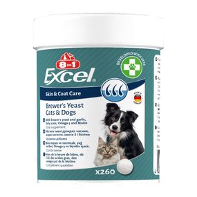 Витамины 8in1 Excel Brewers Yeast для собак и кошек, пивные дрожжи с чесноком, для кожи и шерсти 260 шт