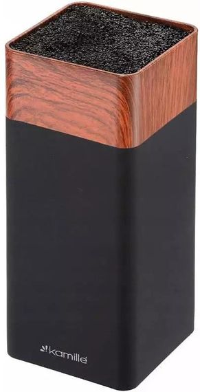 Підставка Kamille Acacia Black, колода для ножів 9.5х9.5х22см з поліпропіленовим наповнювачем