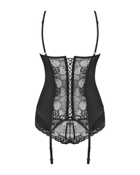 Корсет та трусики Obsessive Heartina corset Чорний S/M | Зображення 8