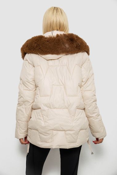 Куртка женская зимняя короткая, цвет светло-бежевый, 244R865 | Зображення 3