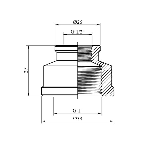 Муфта перехідна Karro 1"х1/2" ВВ нікельована KR-3122 | Зображення 1