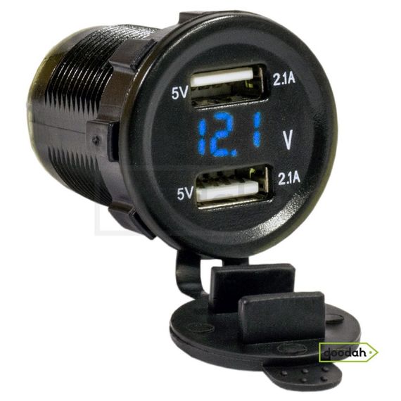 Авто / Мото USB зарядний пристрій Recessed Volt Blue з вольтметром, IP54 - гарантія! | Зображення 4