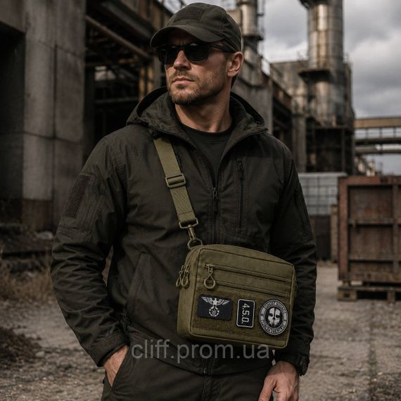 Чоловіча тактична сумка EDC Cordura 600D, сумка для патчів 25×20×5,5 см хакі | Зображення 5
