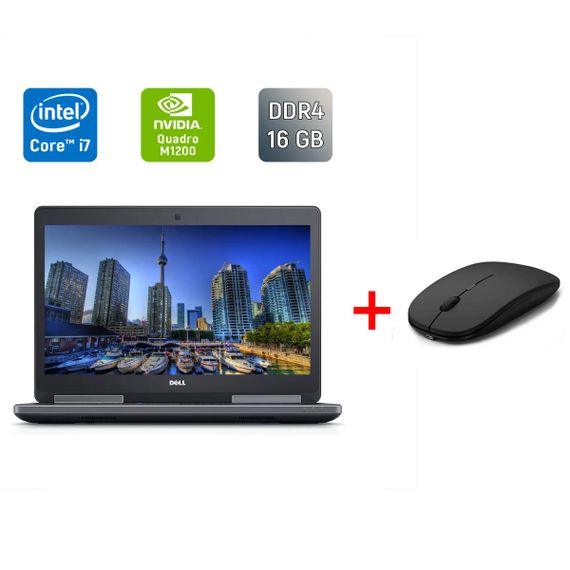 Мобильная рабочая станция Dell Precision 7520 / 15.6" (1920x1080) IPS / Intel Core i7-7700HQ (4 (8) ядра по 2.8 - 3.8 GHz) / 16 GB DDR4 / 128 GB SSD + 500 GB HDD / nVidia Quadro M1200, 4 GB GDDR5, 256-bit / WebCam / HDMI б/у + Подарок Беспроводная мышь