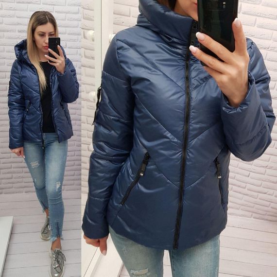 Жіноча демісезонна куртка, арт. 1008, темно синій | Зображення 3
